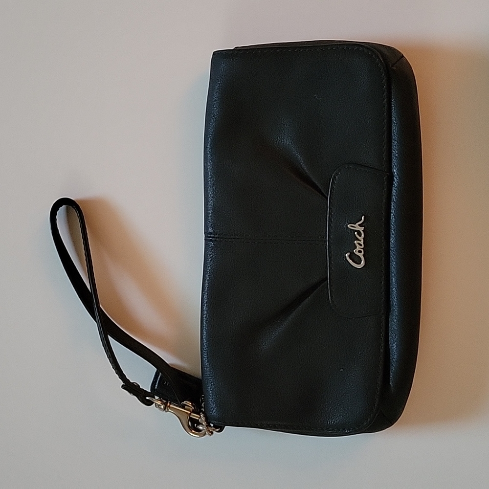 Coach Black Leather Wristlet